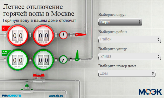 График отключения горячей воды в Москве 2013