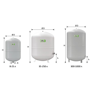 Мембранные расширительные баки для систем отопления, холодоснабжения Reﬂex N (200-1000 л.)